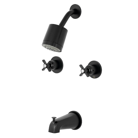Kingston Brass Tub and Shower Faucet, Matte Black, Wall Mount KBX8140ZX